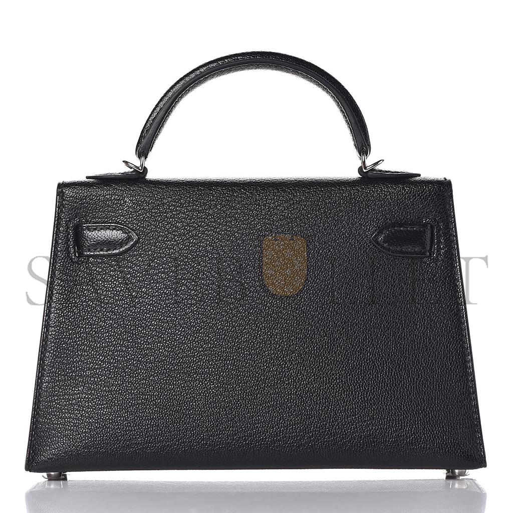 HERMÈS MASTER CHEVRE MYSORE MINI KELLY II SELLIER 20 BLACK (19*12*5.5cm) 